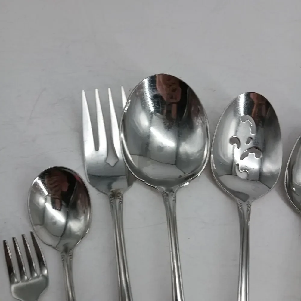 10 Serving CHATEAU by ONEIDACRAFT DELUXE Stainless Spoons Pie Ladle Slotted